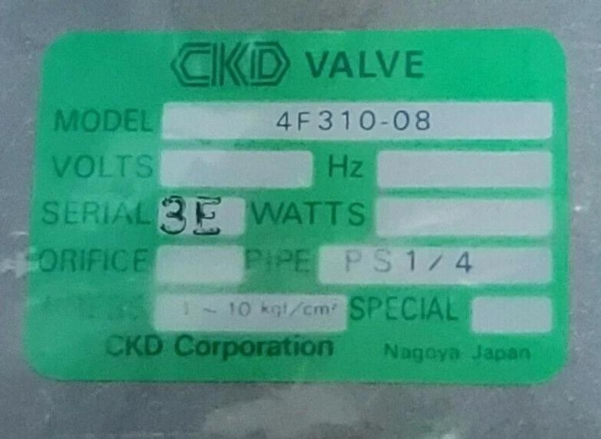 Used NIB CKD 4F310-08 SOLENOID VALVE 4F31008 AC200 PIPE: PS 1/4