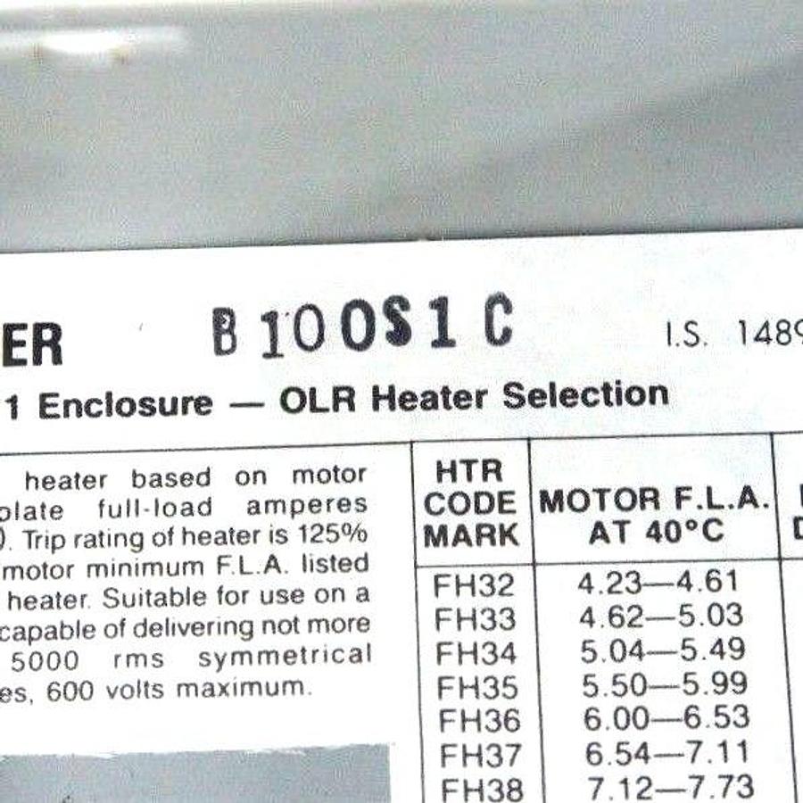 Used WESTINGHOUSE B100M1C MANUAL MOTOR STARTER SIZE M-1 W/ B100S1C ENCLOSURE