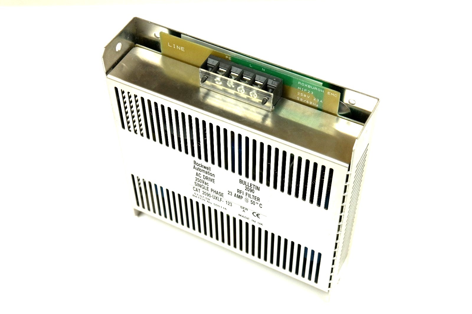 Used ROCKWELL AUTOMATION 2090-UXLF-123 SER A RFI FILTER 250VAC 23AMP@50°C 2090UXLF123