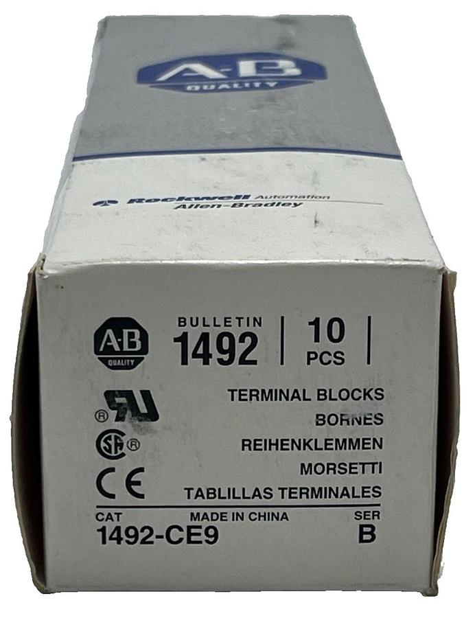 Used 10 ALLEN BRADLEY 1492-CE9 /B BULLETIN 1492 TERMINAL BLOCKS 10A 600V WHITE NSMP