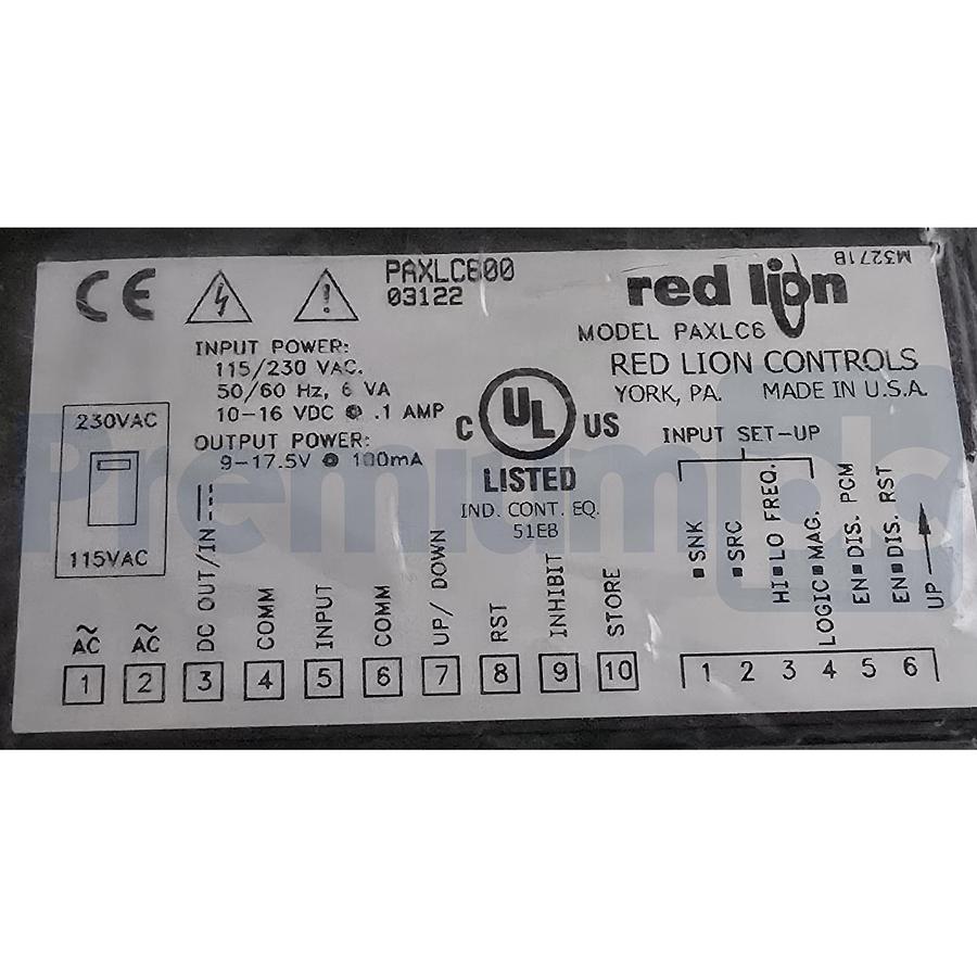 Used Red Lion PAXLC600 | PAXLC6 PAX Lite 6-Digit Counter 115/230V 1/8 DIN LED NSMP