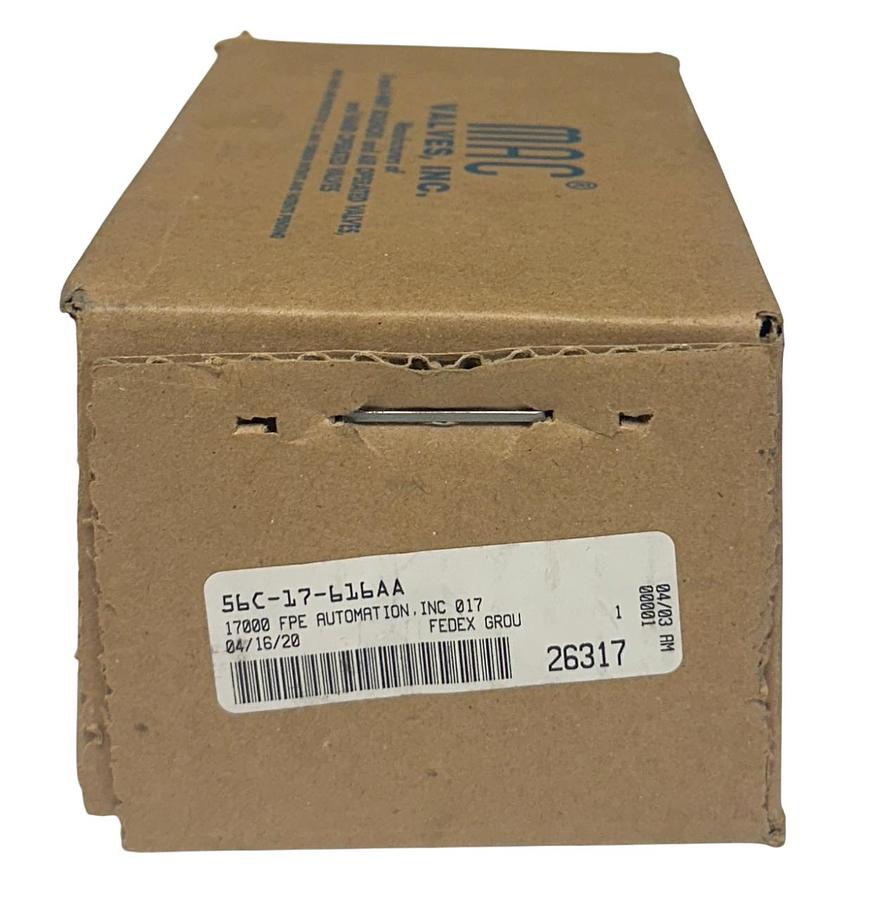 Used MAC VALVES 56C-17-616AA / 56C17616AA SOLENOID VALVE 24VDC COIL 8.5W NSMP