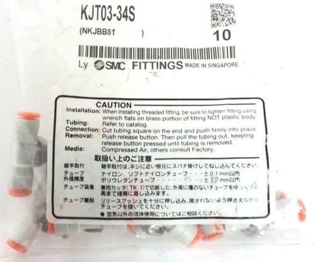 BAG OF 10 NEW SMC KJT03-34S TEE CONNECTOR FITTINGS 5/32" 10PCS T-FITTING