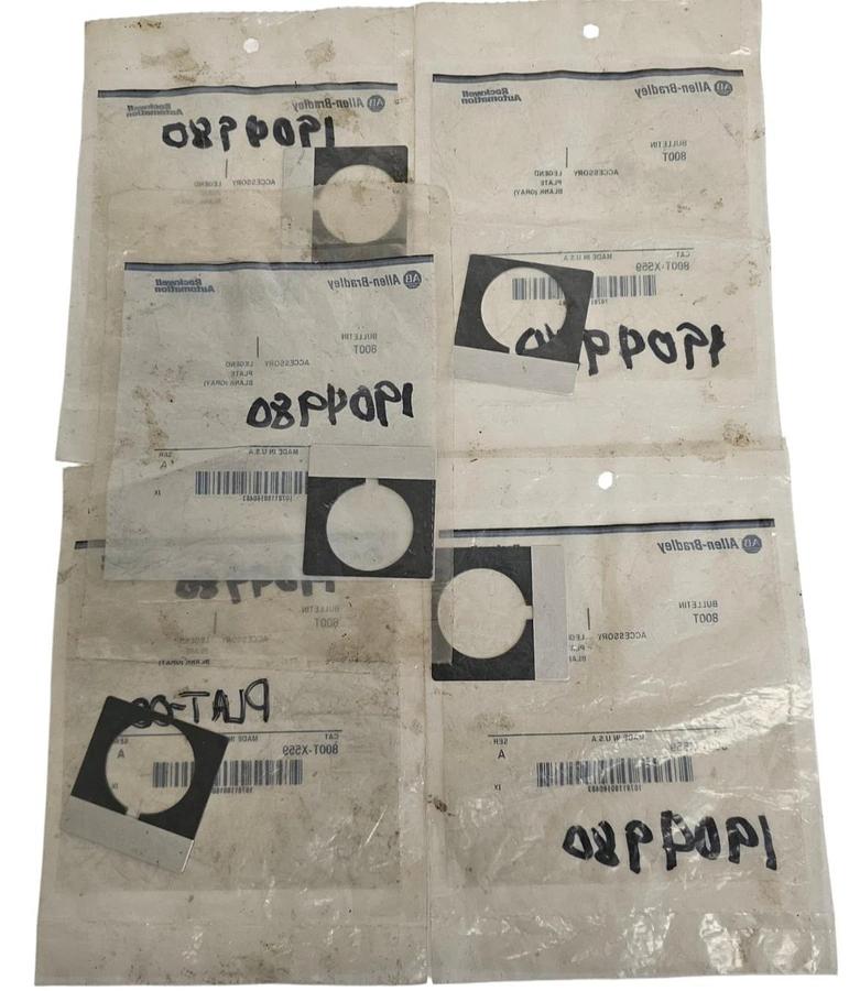 Used LOT OF 5 NEW ALLEN BRADLEY 800T-X559 SER. A LEGEND FLATES BLANK (GRAY)