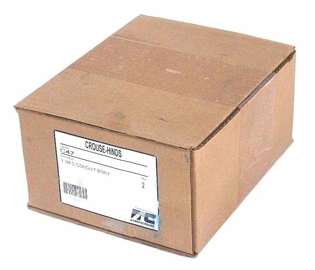 BOX OF 3 NEW COOPER CROUSE-HINDS C47 CONDUIT BODIES FORM C, 1-1/4"