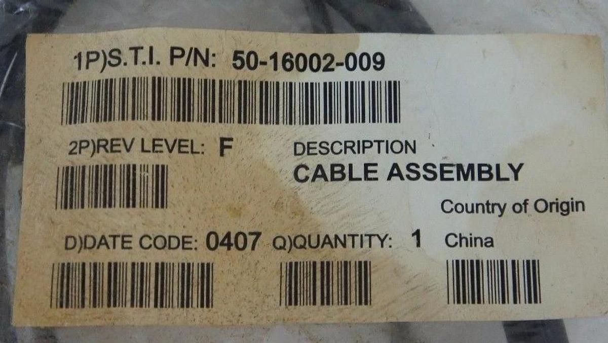 Used NIB MOTOROLA S.T.I 50-16002-009 CABLE ASSEMBLY REV. F 5016002009