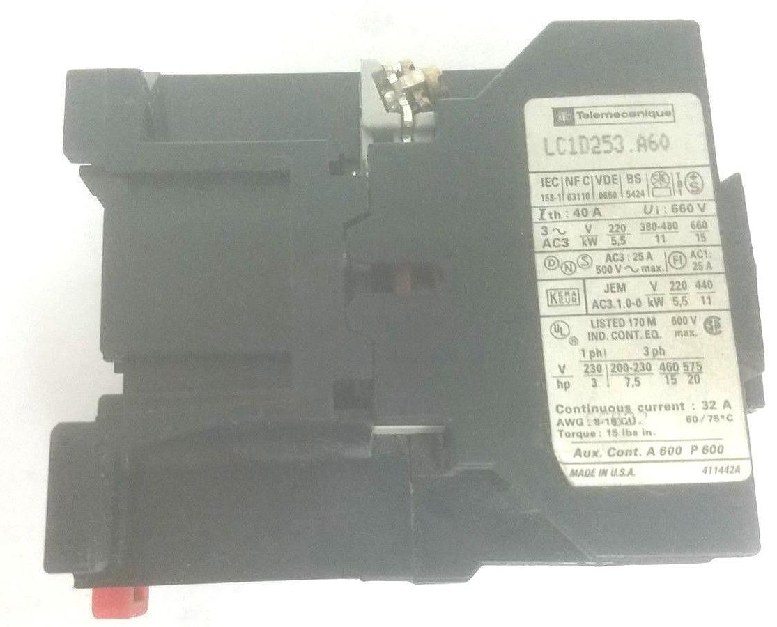 Used NIB TELEMECANIQUE LC1-D2510G6 CONTACTOR 120V, 60HZ, 006763, LC1D2510G6