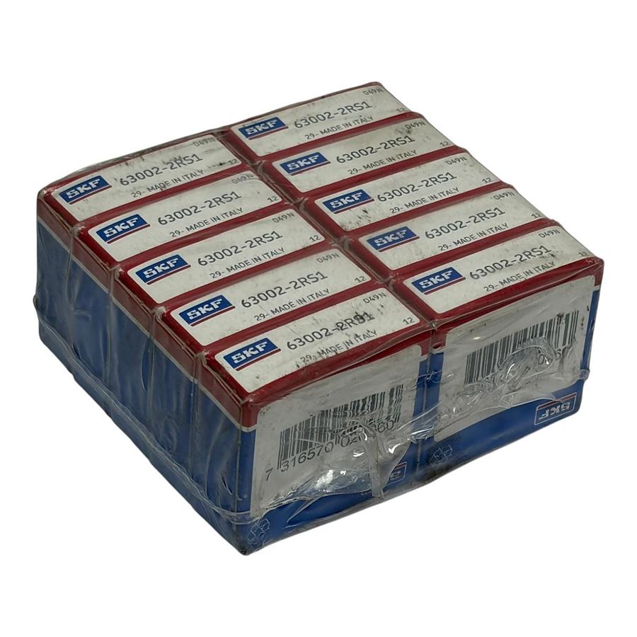 Used SKF 63002-2RS1 Deep Groove Ball Bearings Made in Italy Factory Pack of 10 New