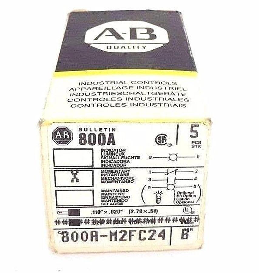 Used NIB ALLEN BRADLEY 800A-M2FC24 INDICATOR 800AM2FC24, SER. B, .110'X.020'' 5-PCS