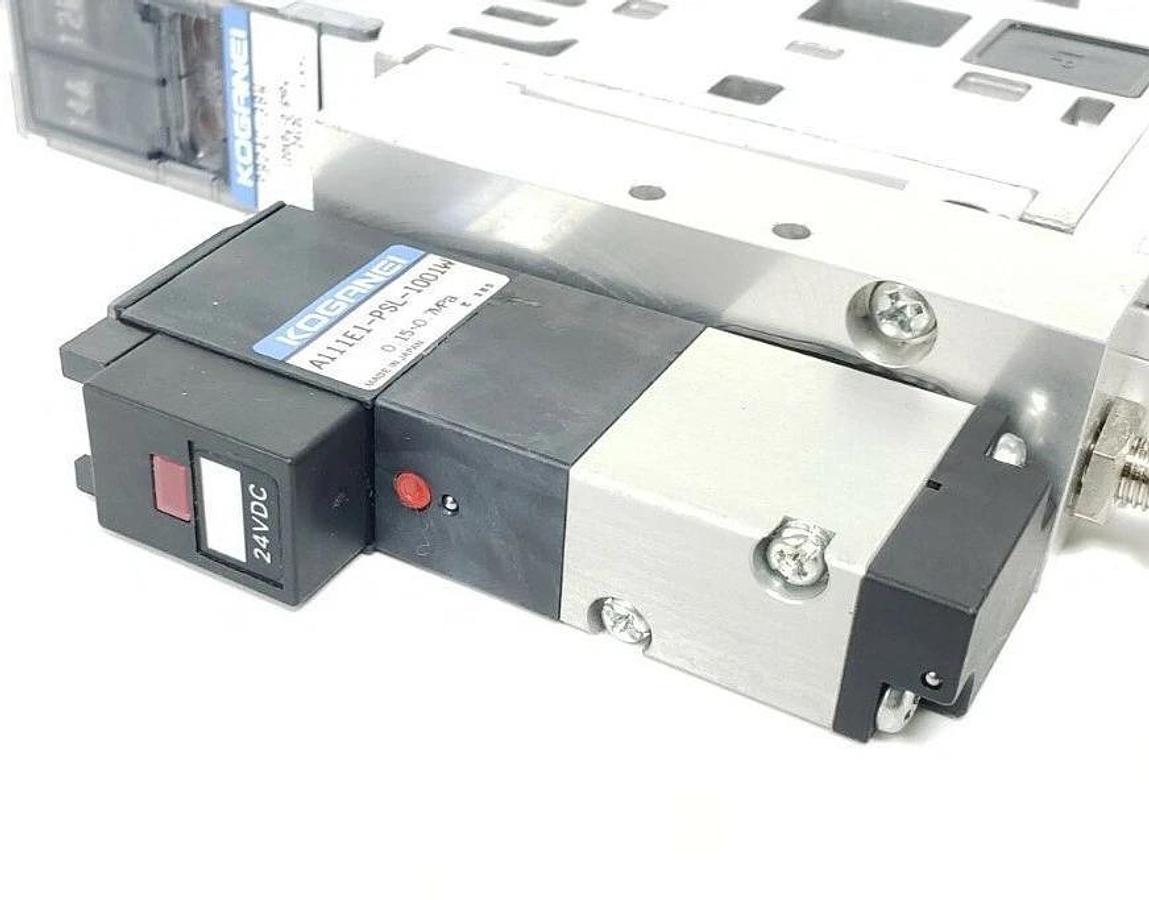 Used KOGANEI PB24C-38W SOLENOID VALVE W/ A111E1-PSL-1001W COIL, 24VDC