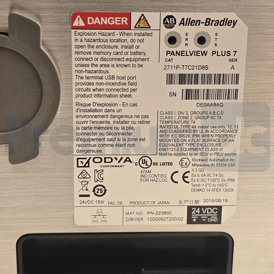 Opened Pre-Owned Allen Bradley 2711P-T7C21D8S /A PanelView Plus 7 Terminal 6.5" 885630920504