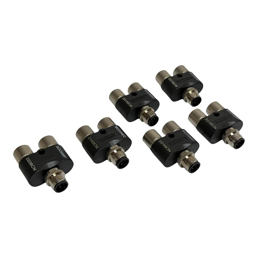 LOT OF 6 Balluff M12 T-Splitter Connector BCC089P BCC0AEZ Y-Adapter 5-Pin