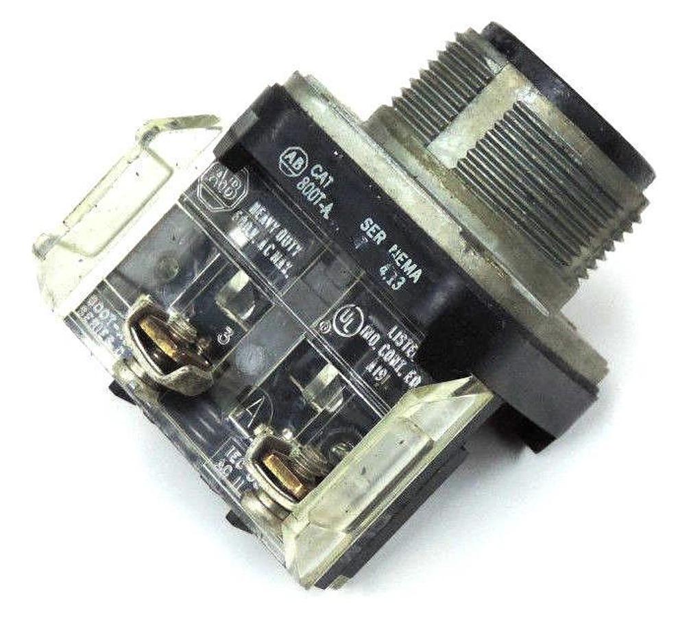 Used LOT OF 11 ALLEN BRADLEY 800T-A PUSHBUTTONS SER. T W/ 800T-XD1 CONTACTS SER. C
