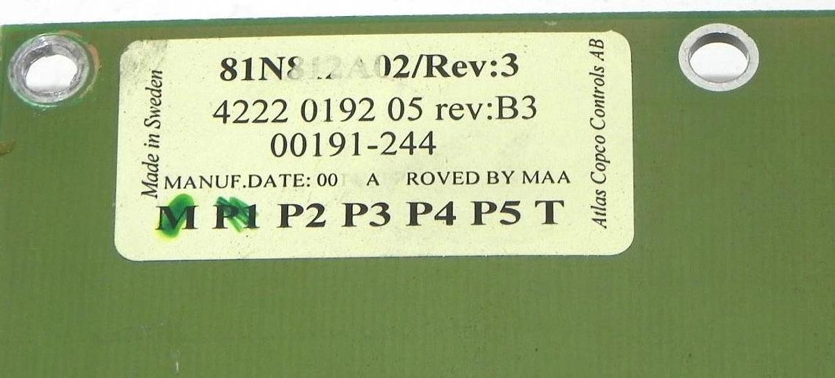 Used ATLAS COPCO 81N812A02 REV. 3 FOKUS 2000 DISPLAY 4222 0192 05 REV. B3