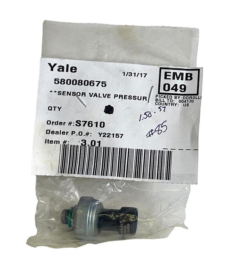 Used NEW SEALED YALE 580080675 / YT580080675 OEM VALVE PRESSURE SENSOR FOR FORKLIFT