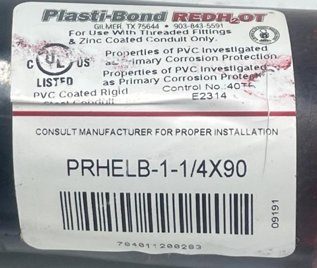 Used PLASTI-BOND PRHELB-1-1/4X90 1-1/4" 90-Degree PVC-Coated Conduit Elbow, NSNP