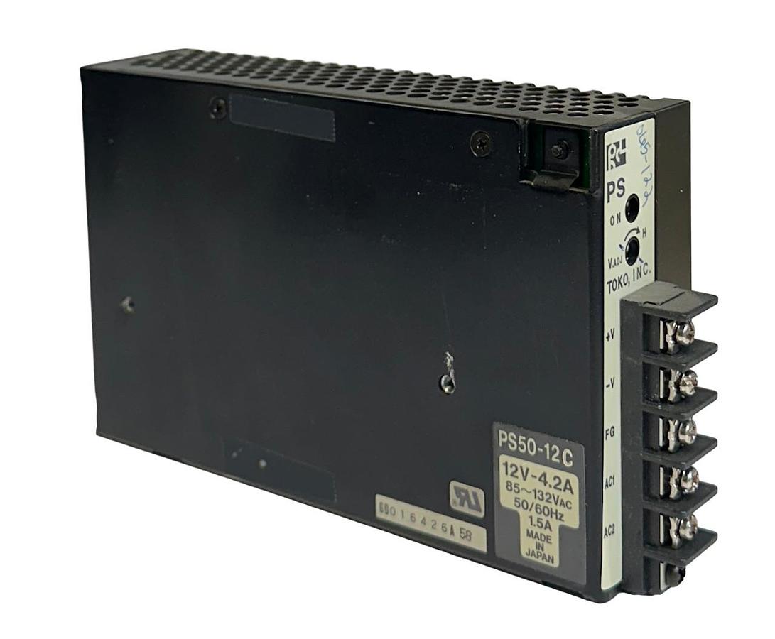 Used TOKO INC PS50-12C / PS5012C POWER SUPPLY 12V-4.2A 85-132VAC 50/60Hz 1.5A USNP