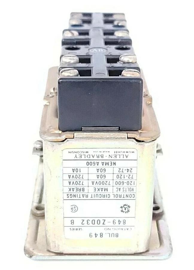 Used ALLEN BRADLEY 849-ZOD32 SER B TIME DELAY RELAY 849ZOD32 W/ 21A244 COIL 849-Z0D32