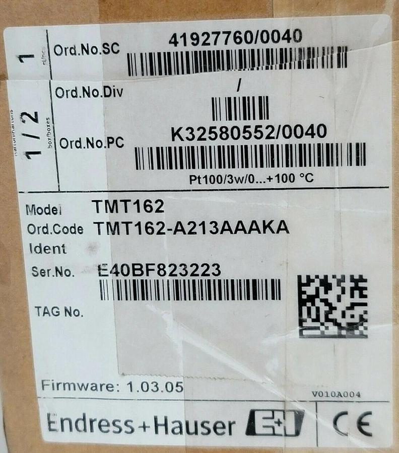NEW ENDRESS HAUSER TMT162-A213AAAKA HART TRANSMITTER FW. 1.03.05 TMT162A213AAAKA