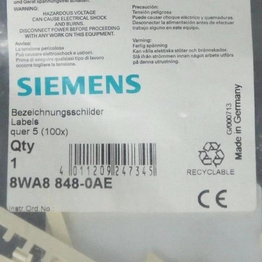 Used NEW SIEMENS 8WA8-848-0AE LABEL MARKER NUMBER 5 TOTAL 100