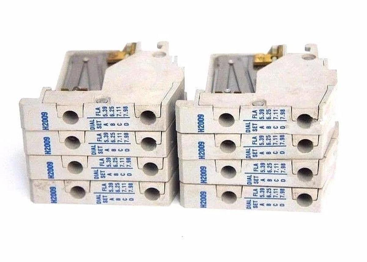 Used LOT OF 8 CUTLER HAMMER H2009 OVERLOAD THERMAL HEATING ELEMENTS 4.55-7.4AMP