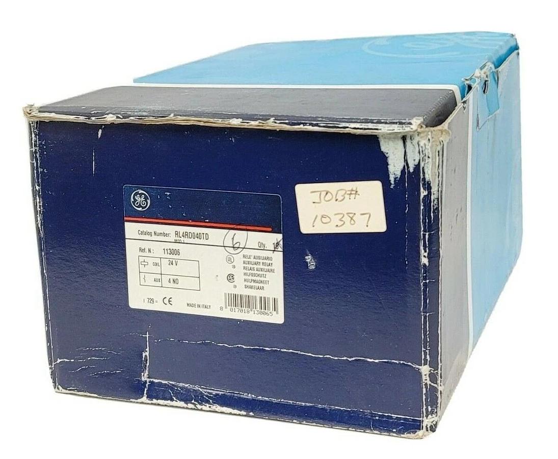 Used LOT OF 6 NIB GENERAL ELECTRIC RL4RD040TD RELAYS, 4 POLE, 24V COIL