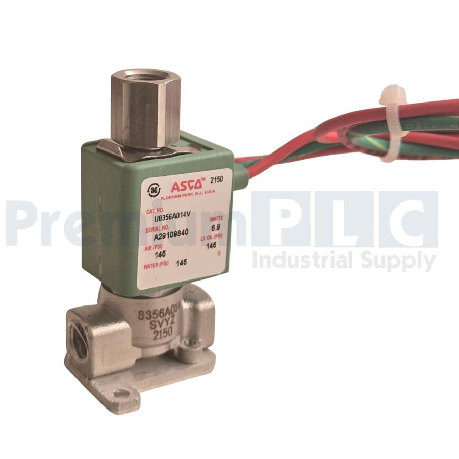 Used ASCO U8356A014V 3/2 8356 SERIES 3-Way/2-Pos SOLENOID VALVE 1/8" NPT SS 316 NUPI