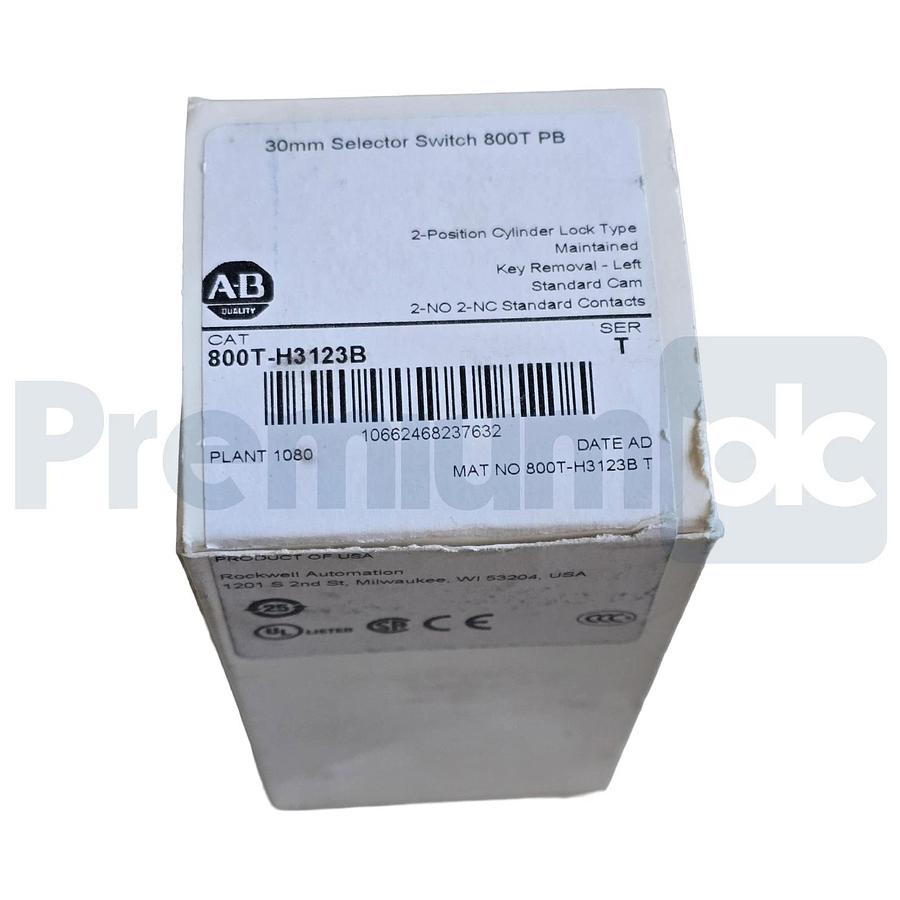 Allen-Bradley 800T-H3123B /T Selector Switch 30mm 2Pos Cylinder Lock 2 NO / 2 NC