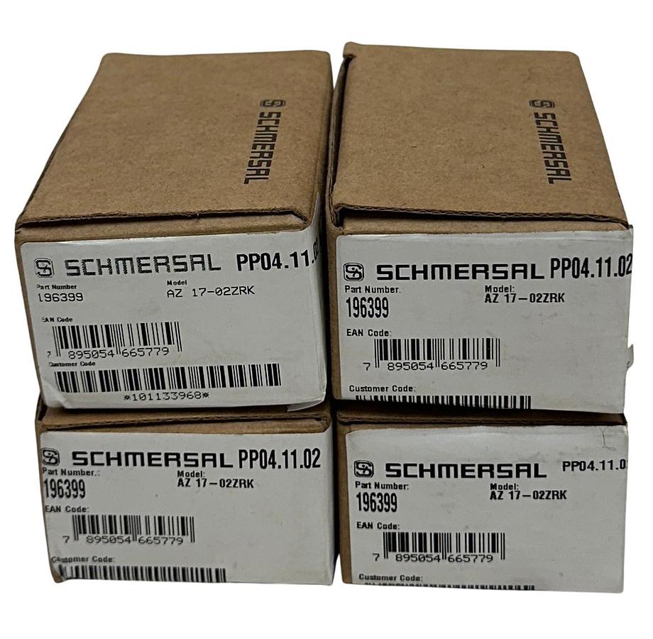 Used 4 SCHMERSAL AZ 17-02ZRK / 196399 / 101133968 SAFETY SWITCHES W/ ACTUATORS NSMP