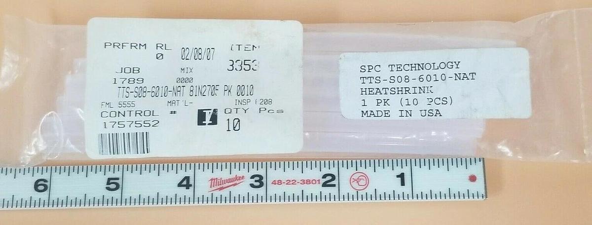 Used NEW SPC TECHNOLOGY TTS-S08-6001-NAT HEATSHRINK (10 PCS)