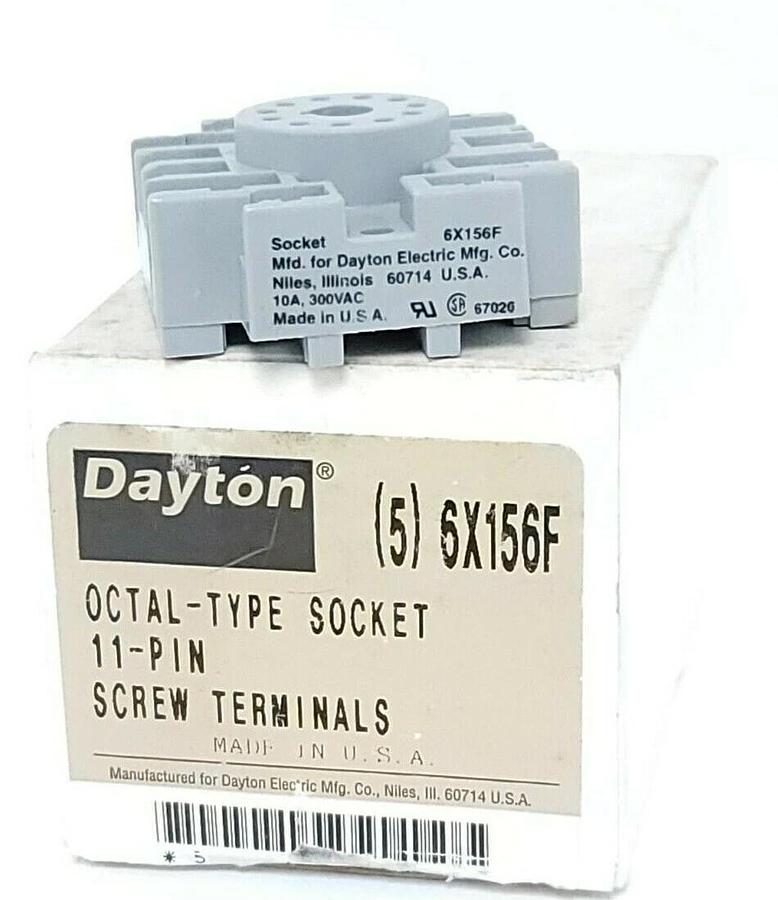 Used BOX OF 5 NEW DAYTON 6X156F OCTAL-TYPE SOCKETS 11-PIN