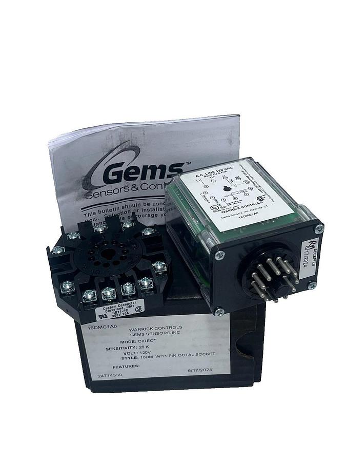 Warrick Gems 16DMC1A0 Level Control Relay DPDT 26K Sensitivity 120V 11-Pin - New