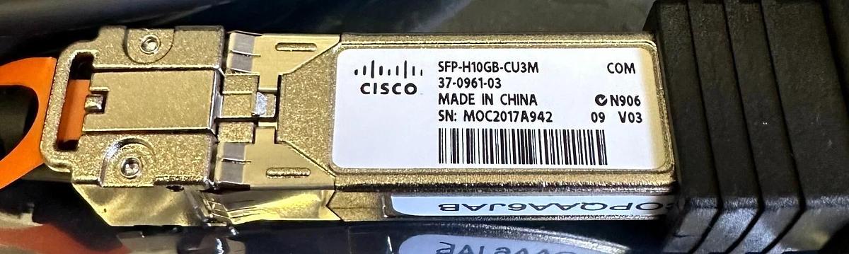 Used NEW CISCO 37-0961-03 / 37096103 3M TWINAXIAL CABLE SFP-H10GB-CU3M / SFPH10GBCU3M