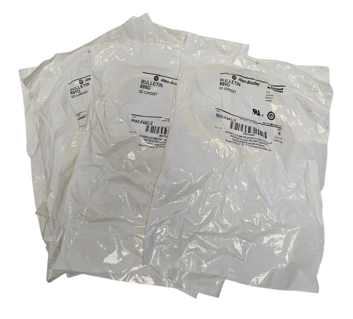 LOT OF 7 NEW ALLEN BRADLEY 889D-F4AC-2 QD CORDSETS 4-PIN 2M SER. B
