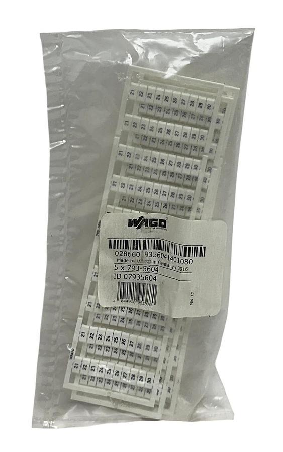 Used 5 WAGO 793-5604 / 07935604 WMB MARKING CARDS 21-30 SNAP-ON STRETCHABLE NSFS