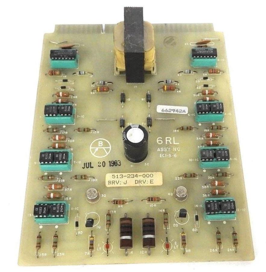 Used BURTON EMERSON 513-234-000 CIRCUIT BOARD BRV: J DRV: E, 6RL, ECI-B-6