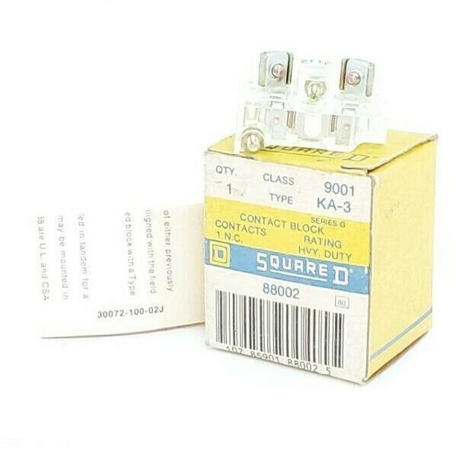 Used NIB SQUARE D 9001-KA-3 CONTACT BLOCK 9001KA3 SER. G