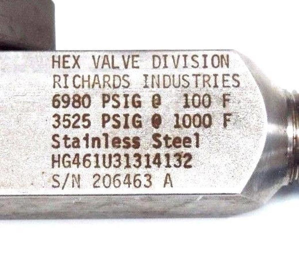 NIB HEX VALVES HG461U31314132 BLEED VALVE STAINLESS STEEL 6980PSIG