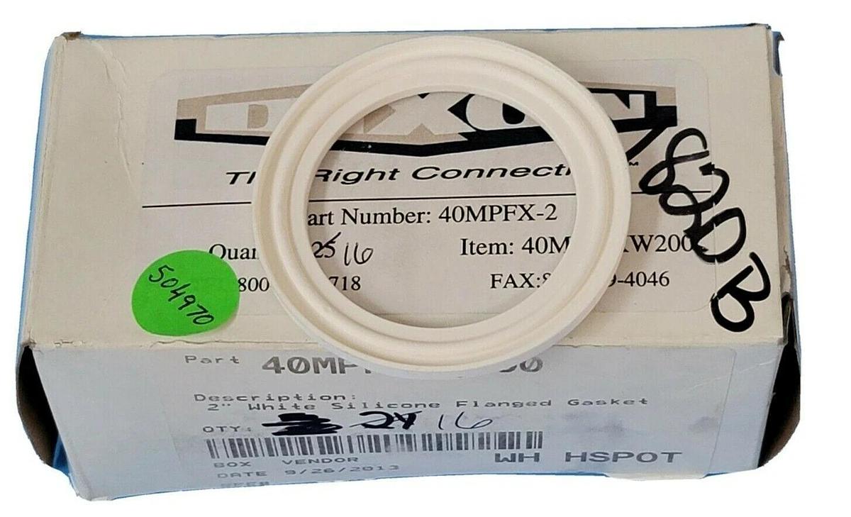 Used BOX OF 16 NEW DIXON 40MPF-XW200 2'' WHITE SILICONE FLANGED GASKETS