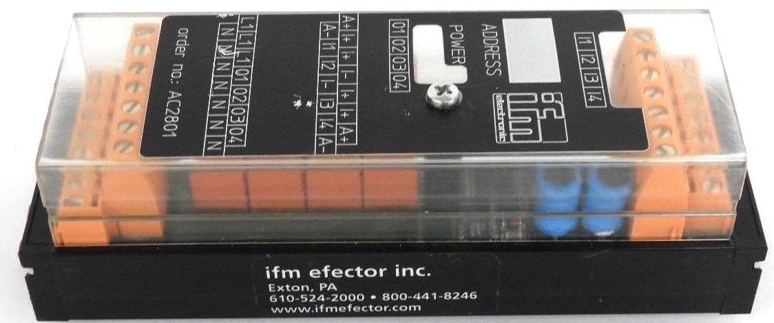 Used IFM EFECTOR AC2801 I/O CONNECTOR MODULE 26.5-31.6VDC LED GREEN
