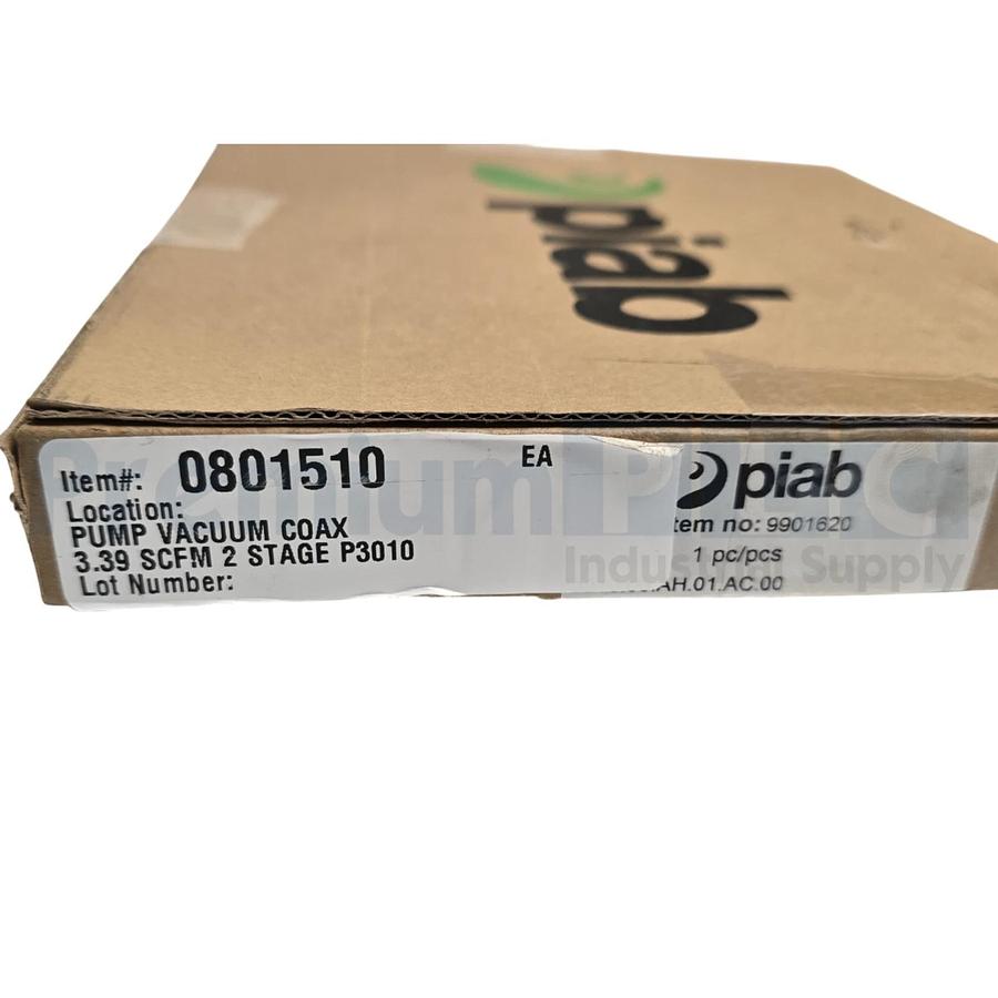 PIAB P3010.00.AH.01.AC.00 PUMP VACUUM COAX 3.39SCFM 2-STAGE P3010 9901620 NSMP