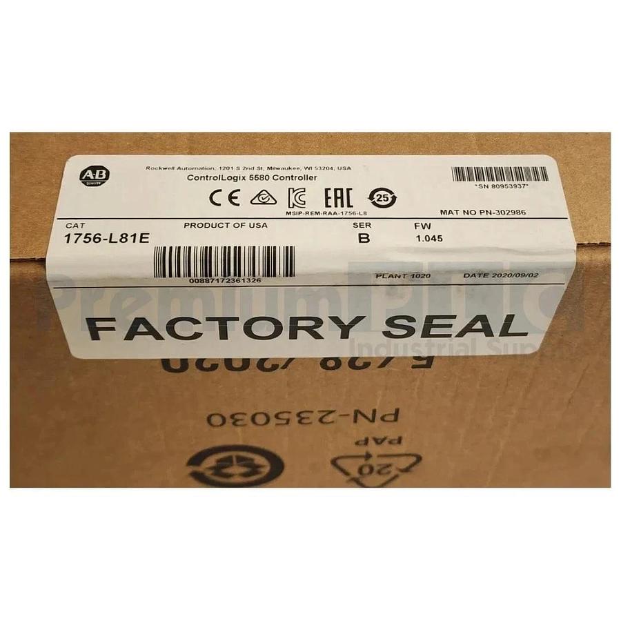 Sealed Pre-Owned Allen Bradley 1756-L81E /B ControlLogix 5580 Controller FW1.045
