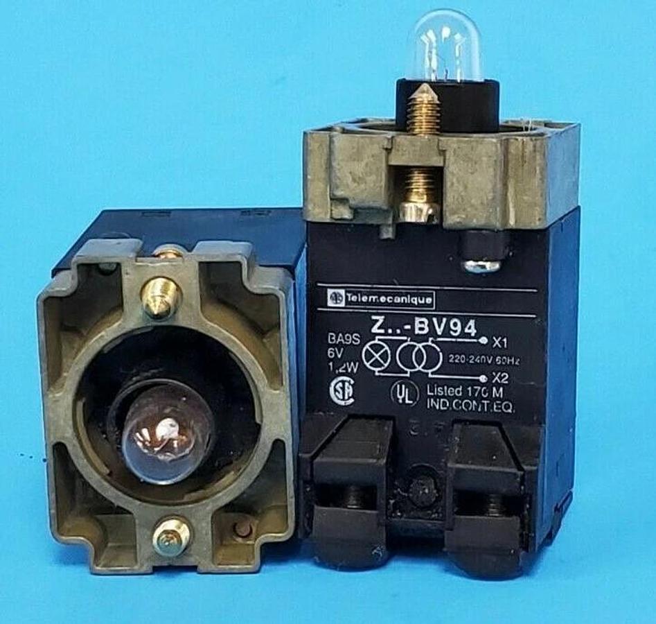 Used LOT OF 2 TELEMECANIQUE ZB2BV94 PILOT LIGHT HEADS 25310, 6V 1.2W