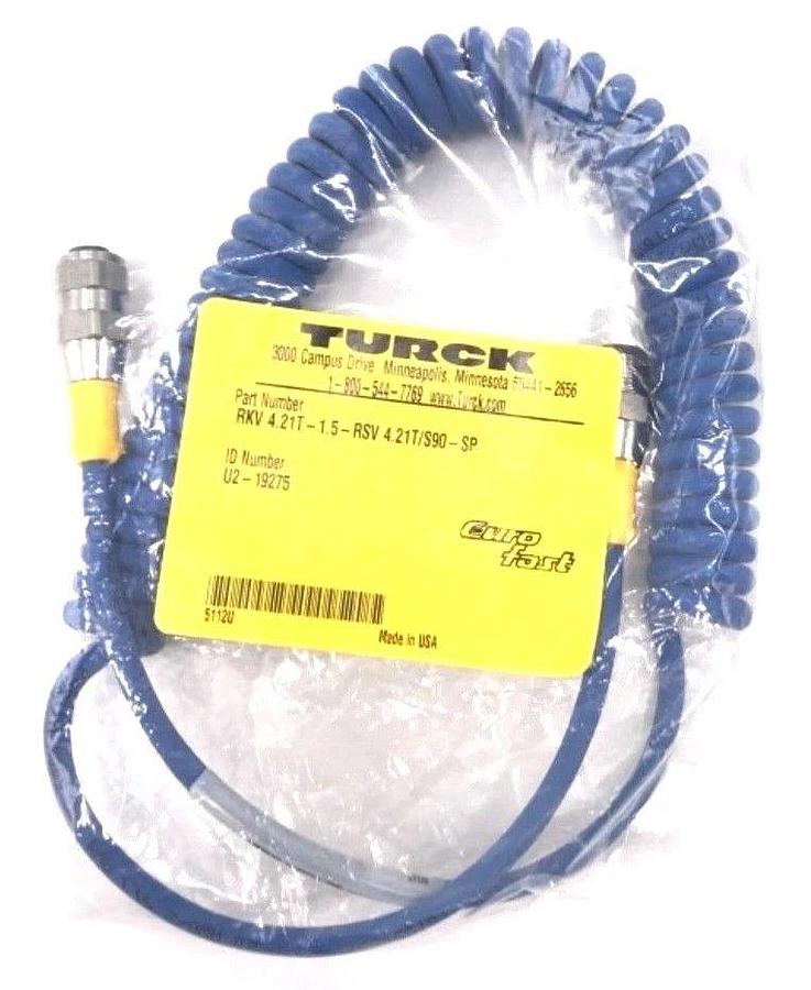 Used (10) NEW TURCK RKV421T15RSV421T EUROFAST CORDSET RKV 4.21T-1.5-RSV 4.21T/S90-SP