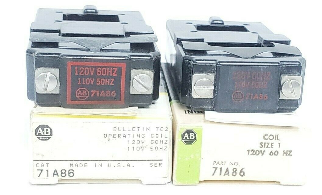 Used LOT OF 2 NIB ALLEN BRADLEY 71A86 COILS SIZE 1, 120V 60HZ