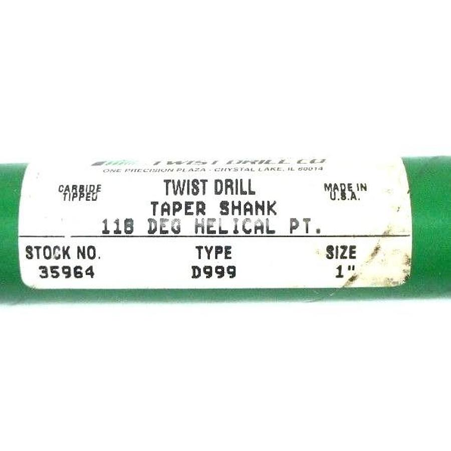 Used NEW PRECISION TWIST 35964 TAPER SHANK 118 HELICAL PT. DRILL BIT TYPE D999 1"