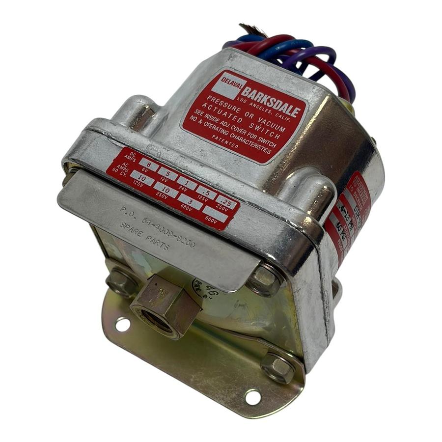 Used Barksdale DeLaval D1H-M18 Pressure Switch .4-18 PSI 60 PSI Proof Boxed New