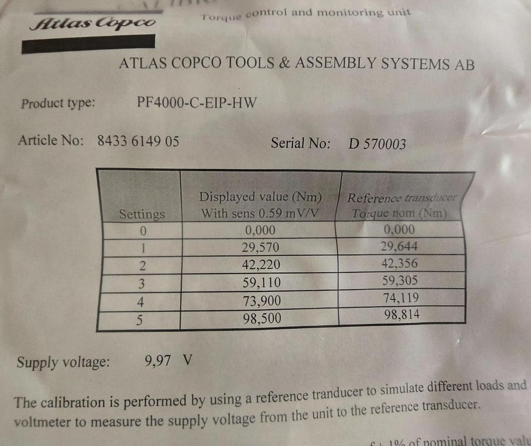 Used ATLAS COPCO PF4000-C-EIP-HW 8433.6149.05 TENSOR POWER FOCUS 4000 CONTROLLER NSMP