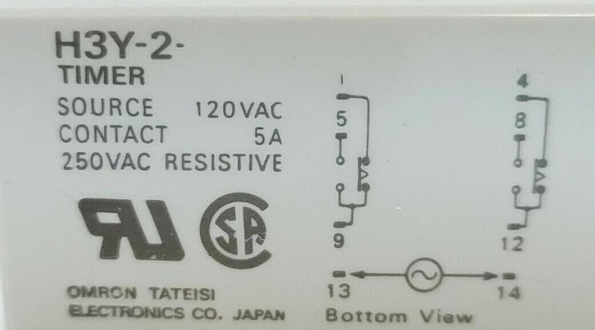Used LOT OF 7 OMRON H3Y-2 TIMERS H3Y2 120VAC 0-3 MINUTE