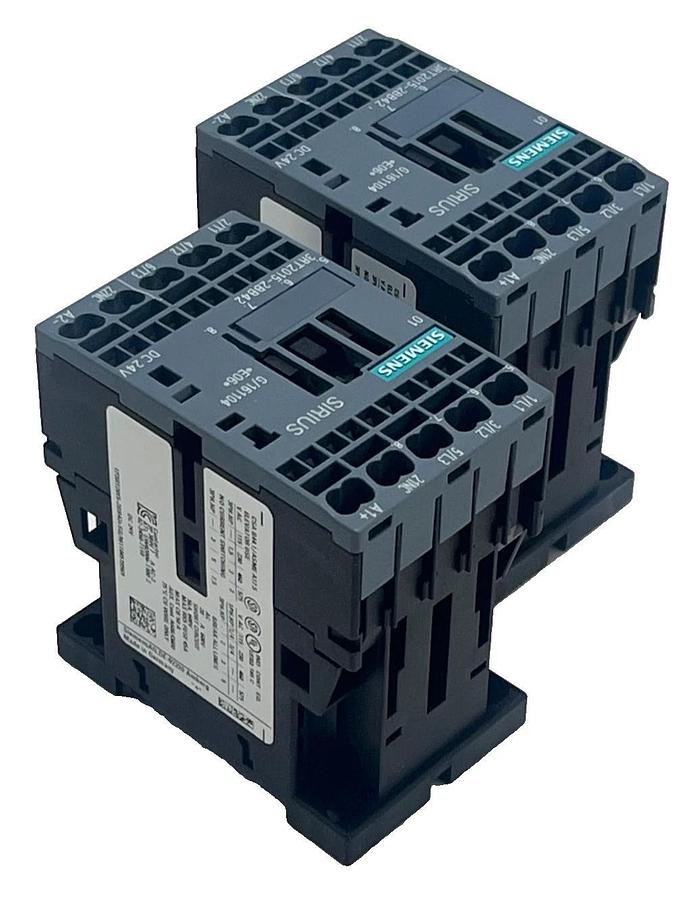 2 SIEMENS Sirius 3RT2015-2BB42 Contactor 7A 24VDC 3-Pole Size S00 DIN Rail Mount